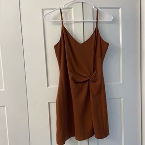 Abercrombie Brown mini dress. Worn once. Side knot. Excellent condition